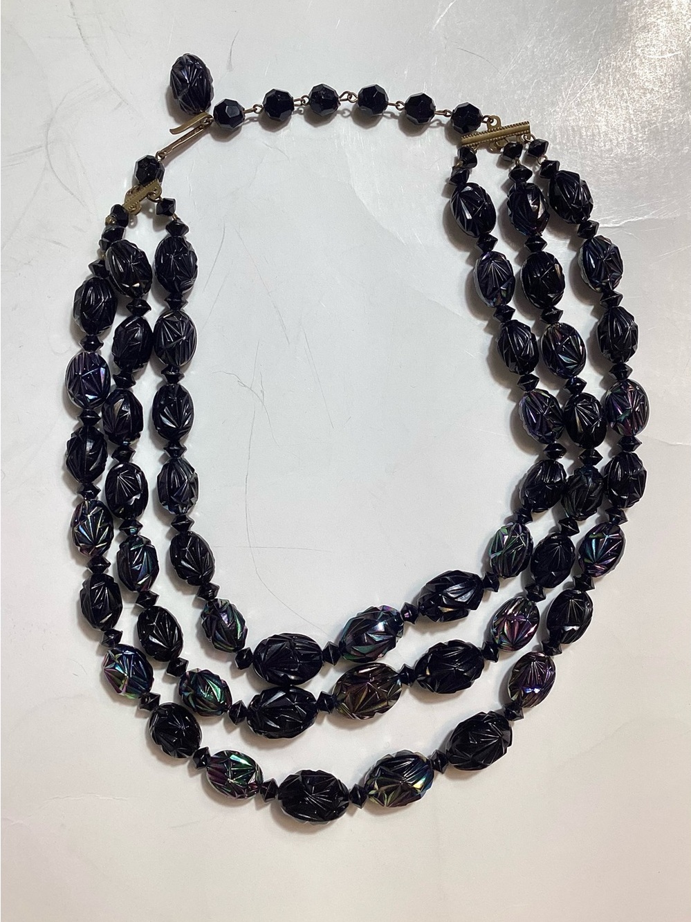 1950s Vtg Austria Made AB Lucite Statement Necklace - Picture 2 of 11